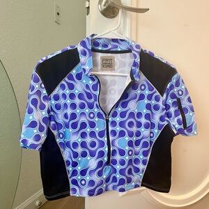 FURST OF A KIND Vintage Wetsuit Inspired Zip Up Crop Top Blue And Purple